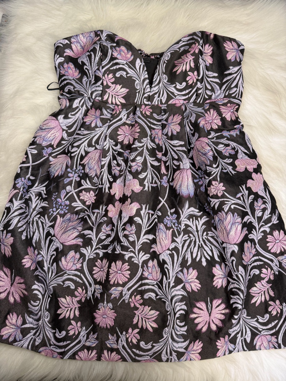 Floreo Jacquard Mini Dress in Grey Combo - Picture 2 of 4